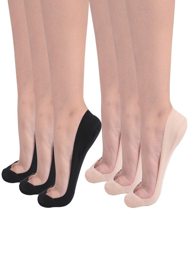 Soxbang Womens Truly No Show Socks for Flats Heels Non Slip Cotton Ultra Low Cut Liner Socks(6-Black+Nude,5-7.5) - Image 1